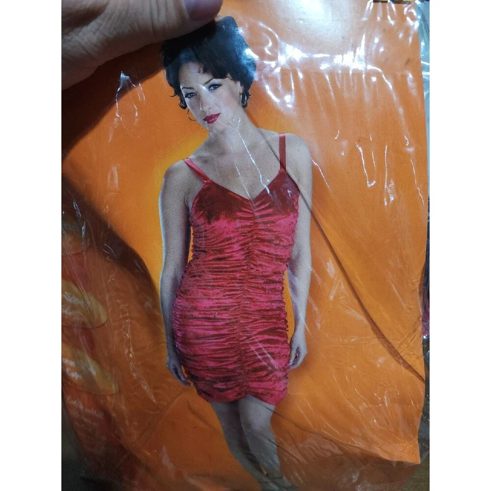 XX 3849 Red Panne Coffin Dress Woman Costume Disguise